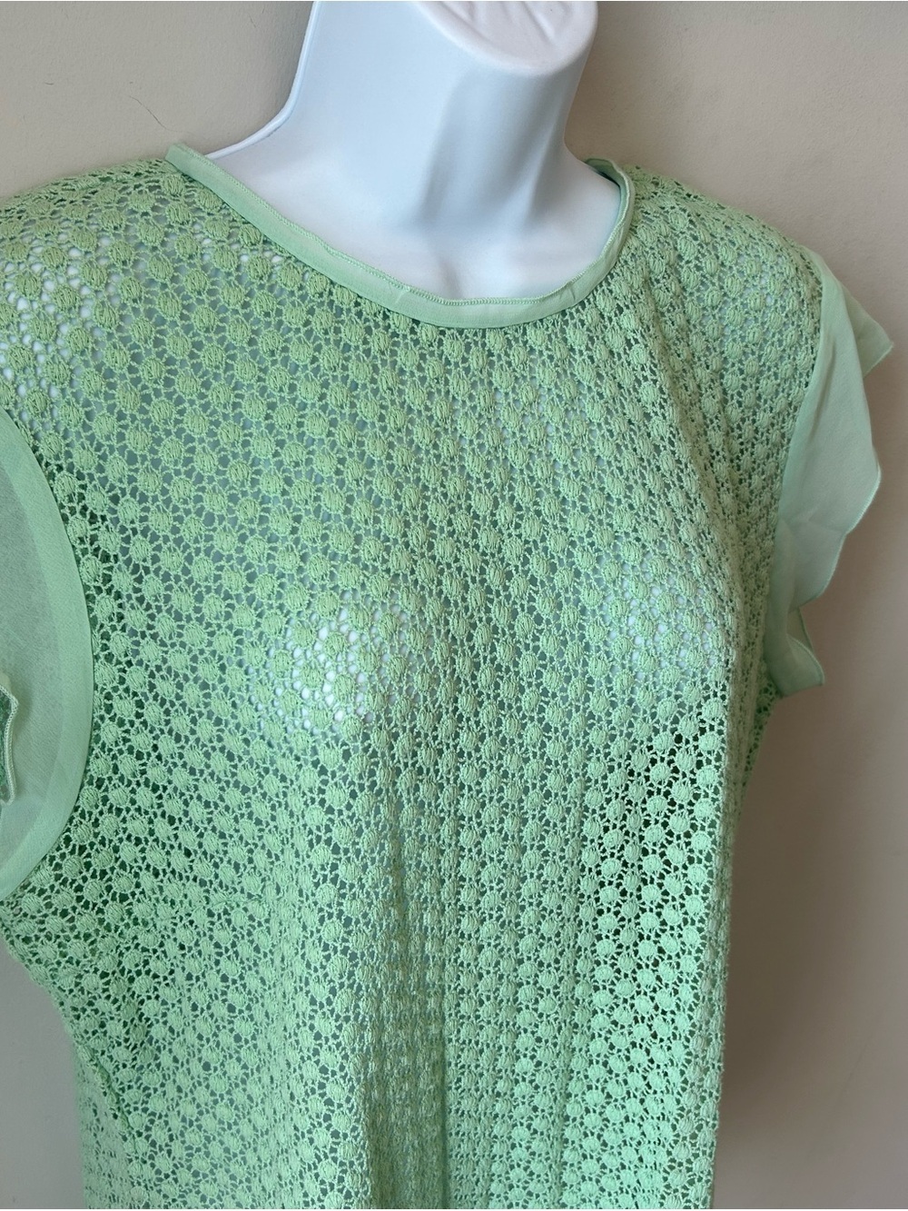 🟢 5 for $25 🟢 BNWT 🏷️ Mint Green Lace Crochet Cap Sleeve Blouse Mermaidcore